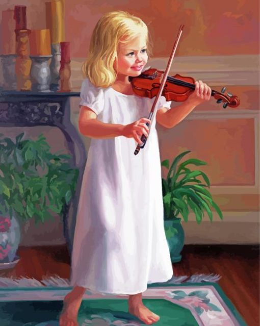 Blonde Girl Playing Violin Diamond Paintings