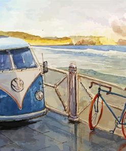 Blue Campervan Vw Diamond Paintings