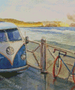 Blue Campervan Vw Diamond Paintings