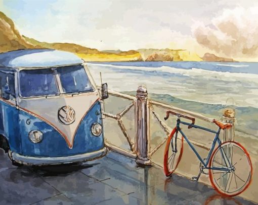 Blue Campervan Vw Diamond Paintings