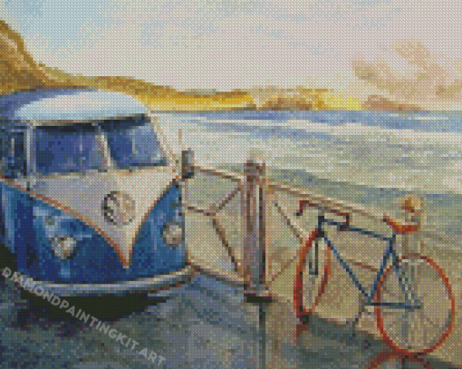 Blue Campervan Vw Diamond Paintings