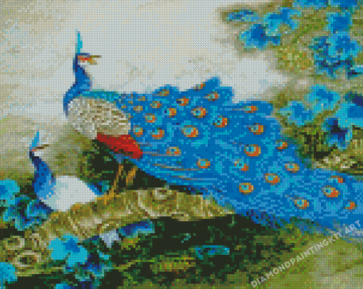 Blue Peacock Couple Diamond Paintings