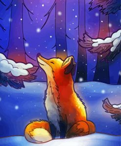 Fox In Snow Forest Art Diamond Paintings