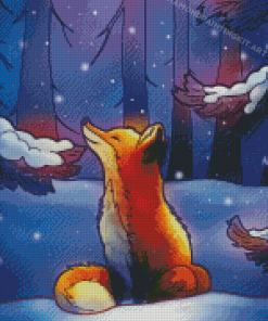 Fox In Snow Forest Art Diamond Paintings