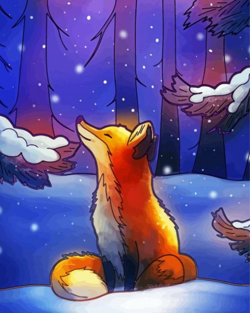 Fox In Snow Forest Art Diamond Paintings