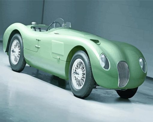 Green Classic Jaguar Car Diamond Paintings