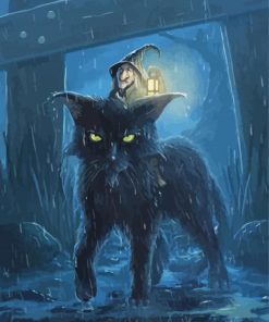 Halloween Cat And Witch Diamond Paintings