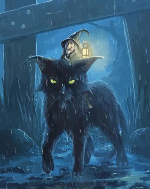 Halloween Cat And Witch Diamond Paintings