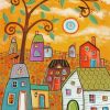 Houses And Tree Branches Diamond Paintings