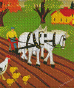 Maud Lewis Horses Ploughing Diamond Paintings