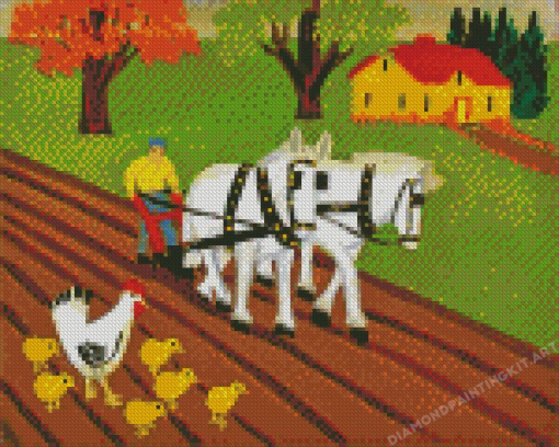 Maud Lewis Horses Ploughing Diamond Paintings