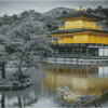 Monochrome Golden Palace Japan Diamond Paintings