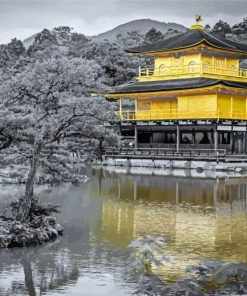 Monochrome Golden Palace Japan Diamond Paintings