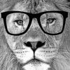 Monochrome Lion With Glasses Diamond Paintings