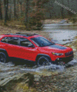 Red Jeep Cherokee Diamond Paintings