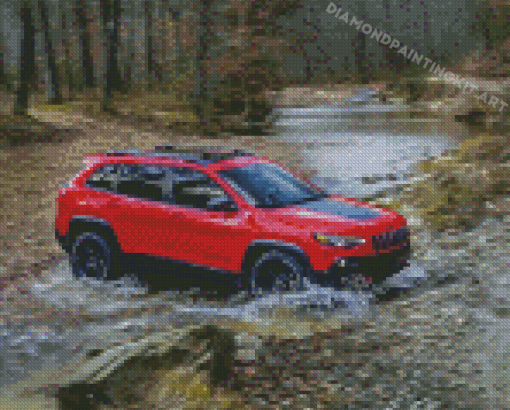 Red Jeep Cherokee Diamond Paintings