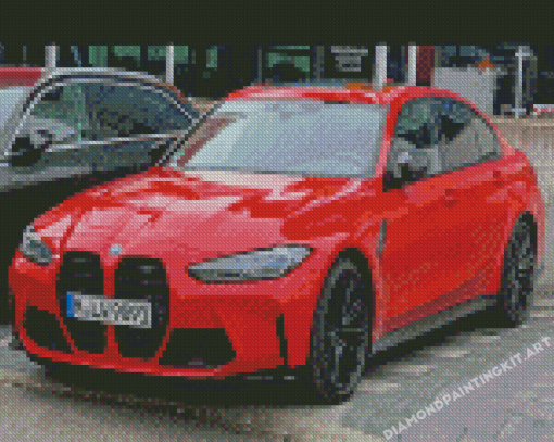 Red M3 Car Diamond Paintings