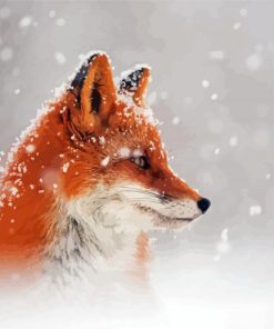 Side Profile Fox In Snow Diamond Paintings