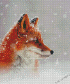 Side Profile Fox In Snow Diamond Paintings