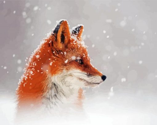 Side Profile Fox In Snow Diamond Paintings