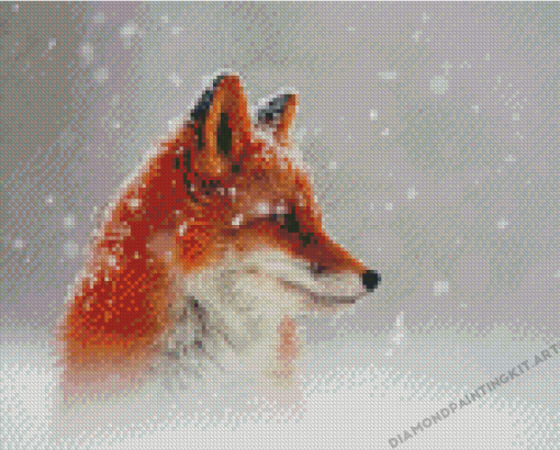 Side Profile Fox In Snow Diamond Paintings