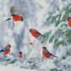 Snowman And Orange Birds Diamond Paintings