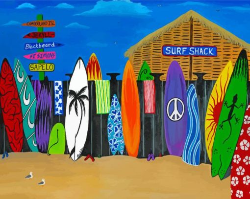 Tropical Surf Shack Diamond Paintings