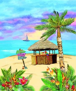 Tropical Tiki Hut Diamond Paintings