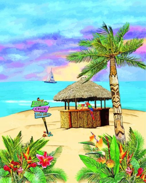 Tropical Tiki Hut Diamond Paintings