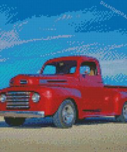 Vintage Red Ford Pickup Diamond Paintings