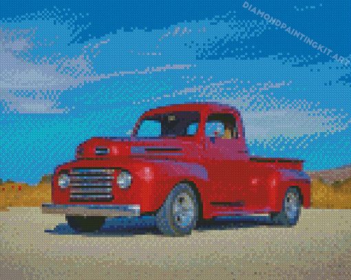 Vintage Red Ford Pickup Diamond Paintings