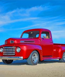 Vintage Red Ford Pickup Diamond Paintings