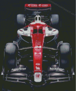 White Red Sauber Racing Car Diamond Paintings