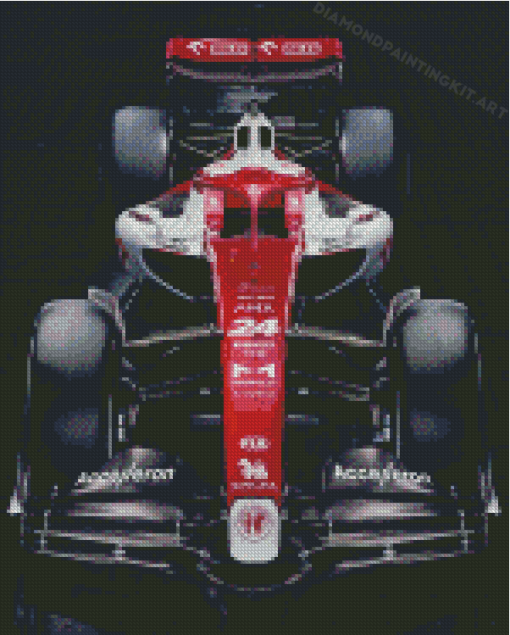 White Red Sauber Racing Car Diamond Paintings