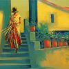 Woman On Stairs Art Diamond Paintings