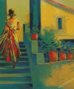 Woman On Stairs Art Diamond Paintings