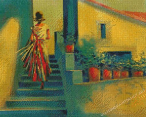 Woman On Stairs Art Diamond Paintings