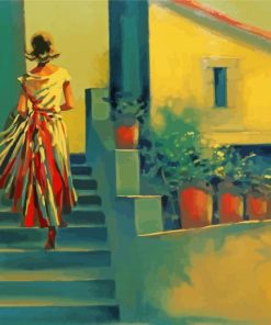 Woman On Stairs Art Diamond Paintings