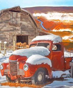 Abondoned Truck In Snow Diamond Paintings