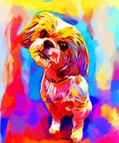 Abstract Colorful Shih Tzu Dog Diamond Paintings