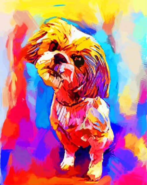 Abstract Colorful Shih Tzu Dog Diamond Paintings