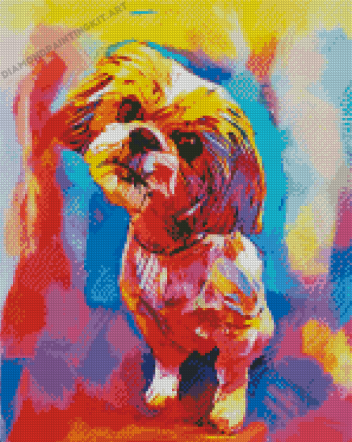 Abstract Colorful Shih Tzu Dog Diamond Paintings