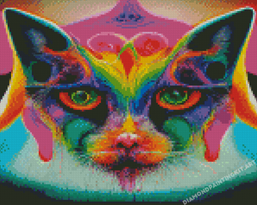 Abstract Psychedelic Cat Diamond Paintings