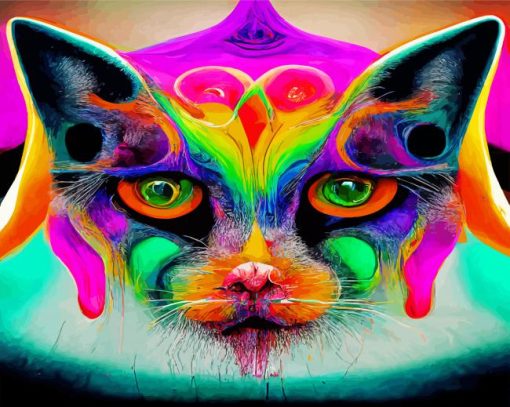 Abstract Psychedelic Cat Diamond Paintings