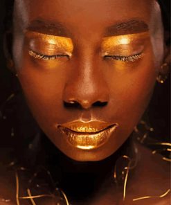 Aesthetic Black And Golden Woman Diamond Paintings