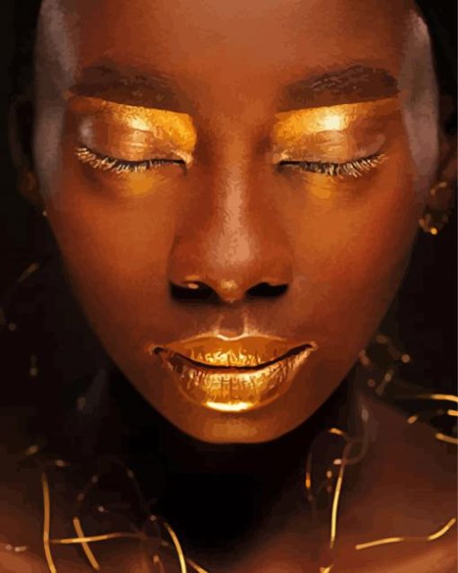 Aesthetic Black And Golden Woman Diamond Paintings