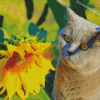 Aesthetic Cat Sunflower Diamond Paintings