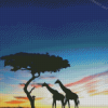 African Giraffes Silhouette Diamond Paintings