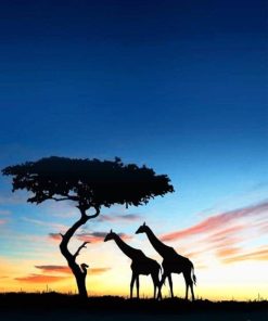 African Giraffes Silhouette Diamond Paintings