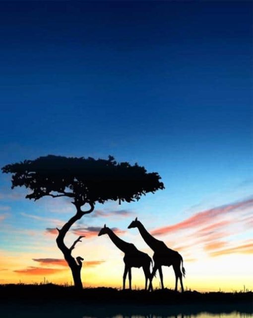 African Giraffes Silhouette Diamond Paintings